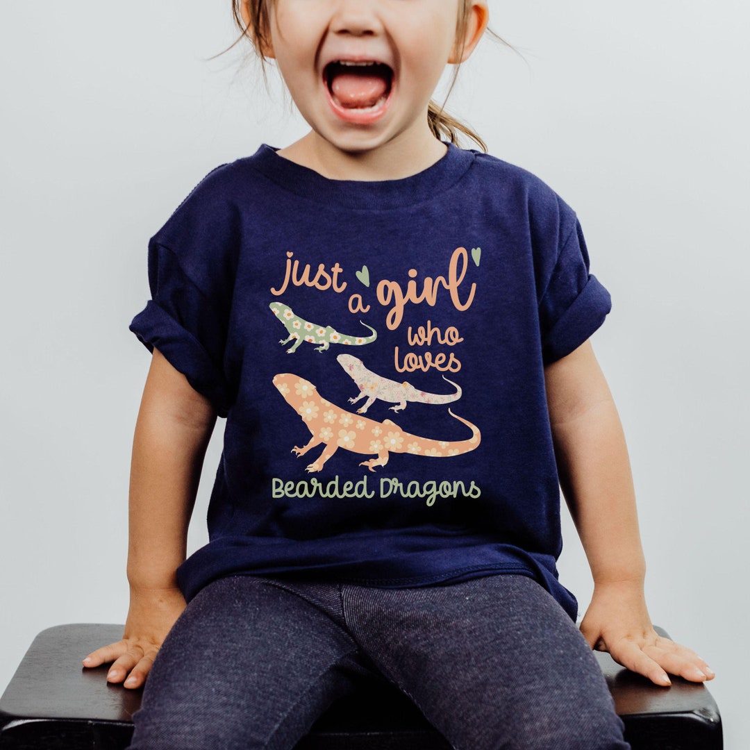 Just A Girl Who Loves Bearded Dragon Shirt, Cute Bearded Dragon Kids ...