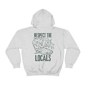 Wave Riders Surfing Hoodie, Respect The Local, Save The Shark, Summer Hoodie, Oversized Trendy Hoodie, VSCO Sweatshirt Preppy Aesthetic Gift Ash