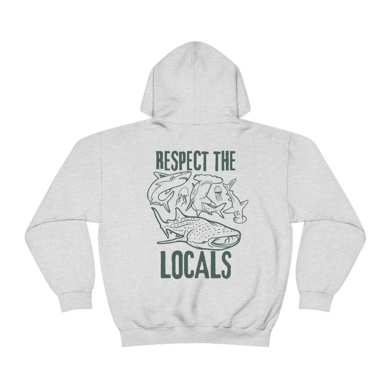Wave Riders Surfing Hoodie, Respect The Local, Save The Shark, Summer Hoodie, Oversized Trendy Hoodie, VSCO Sweatshirt Preppy Aesthetic Gift Ash