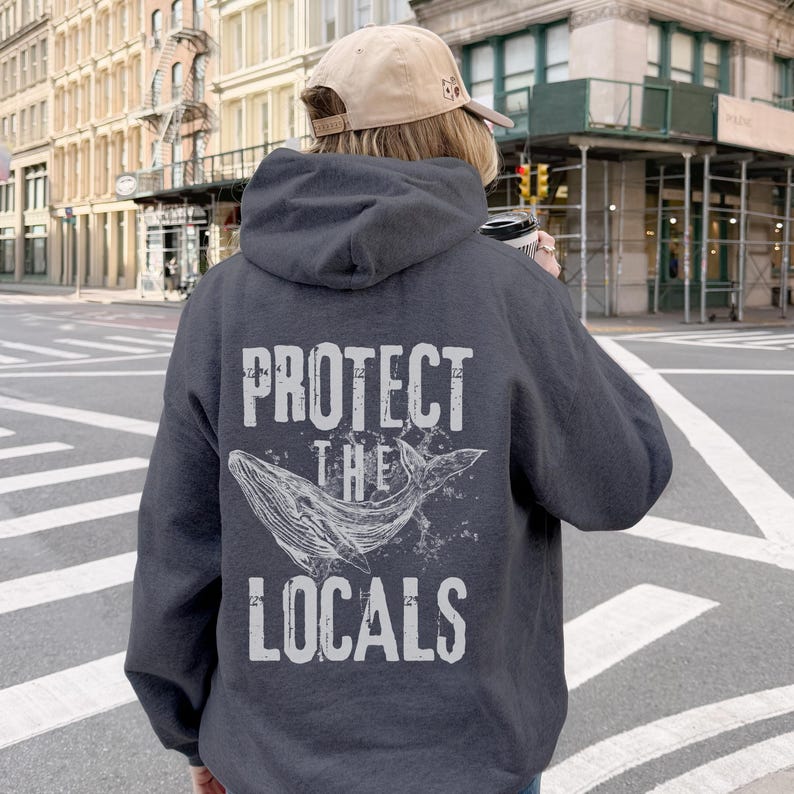 Respect The Local Whales Hoodie Blue Whale Conservation Sweatshirt Respect The Local Humpback Hoodie Orca Lover Ocean Indie Hoodie Dark Heather