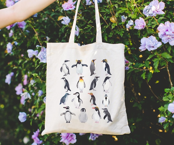 Penguin Tote Bag: Cotton Canvas Zoo Aquarium Gift