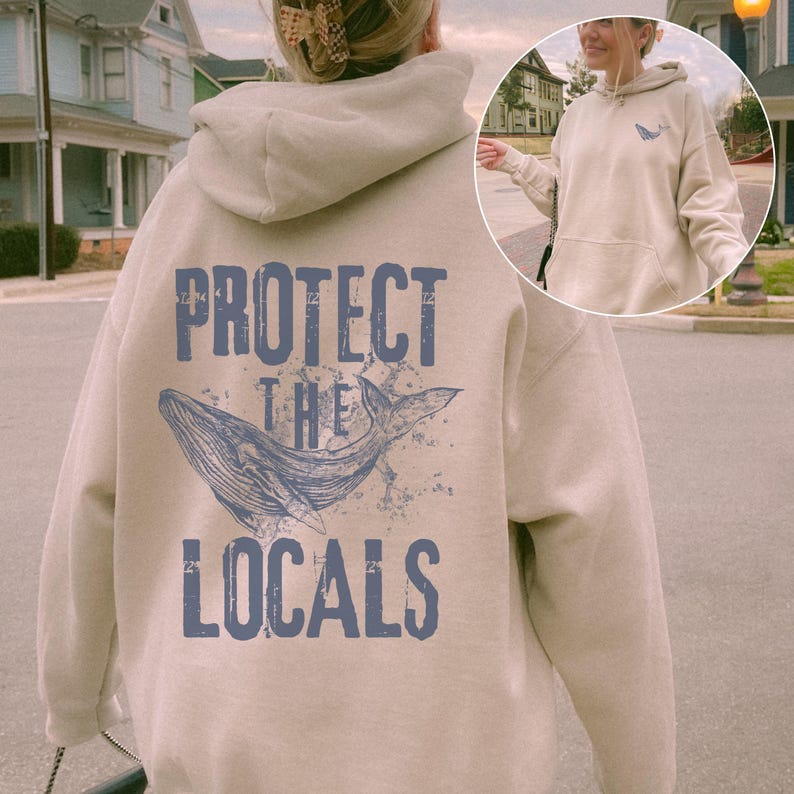 Respect The Local Whales Hoodie Blue Whale Conservation Sweatshirt Respect The Local Humpback Hoodie Orca Lover Ocean Indie Hoodie zdjęcie 4