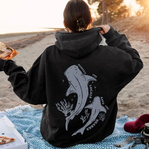 Shark Graphic Hoodie, Whale Shark Hoody, Trendy Y2K Great White Shark Sweatshirt, Sea Creatures Ocean Gift, Daughter Friend Gift, Nature Top