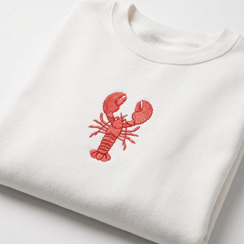 Moletom bordado de lagosta vintage para presente de amante de frutos do mar Moletom bordado de gola redonda Oceancore para pescador Temporada de lagosta Presentes do Maine imagem 8