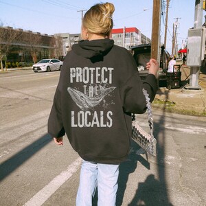 Respect The Local Whales Hoodie Blue Whale Conservation Sweatshirt Respect The Local Humpback Hoodie Orca Lover Ocean Indie Hoodie zdjęcie 6