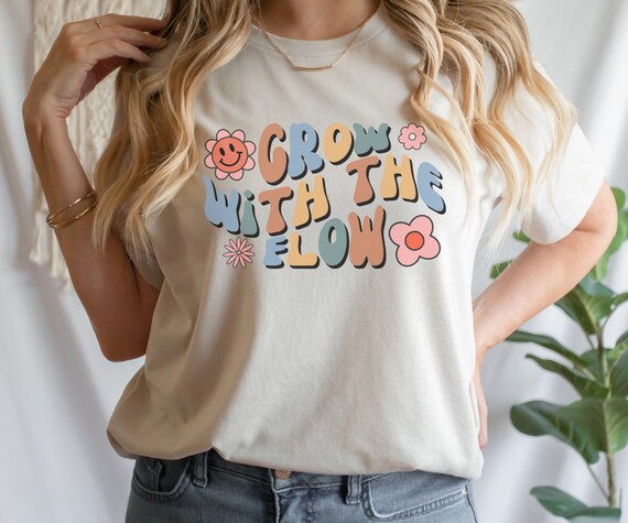 Grow With the Flow Shirt Plant Lover Shirts Boho Retro - Etsy