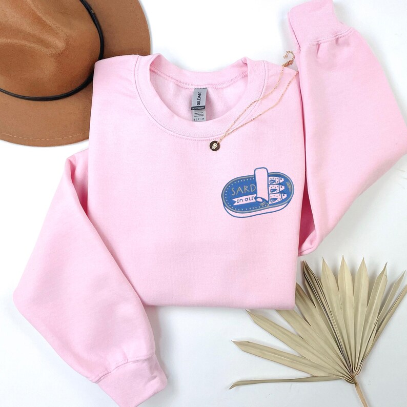 Embroidered Sardine Sweatshirt, Fish Crewneck, Vintage Sardine Coastal Fisherman Aesthetic Top, Preppy Retro European, Foodie Travel Sweater image 7