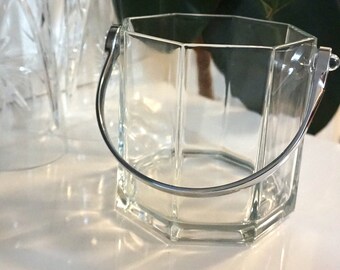 Vintage French Art Deco Glass Ice Bucket (Made in France) | Vintage Barware
