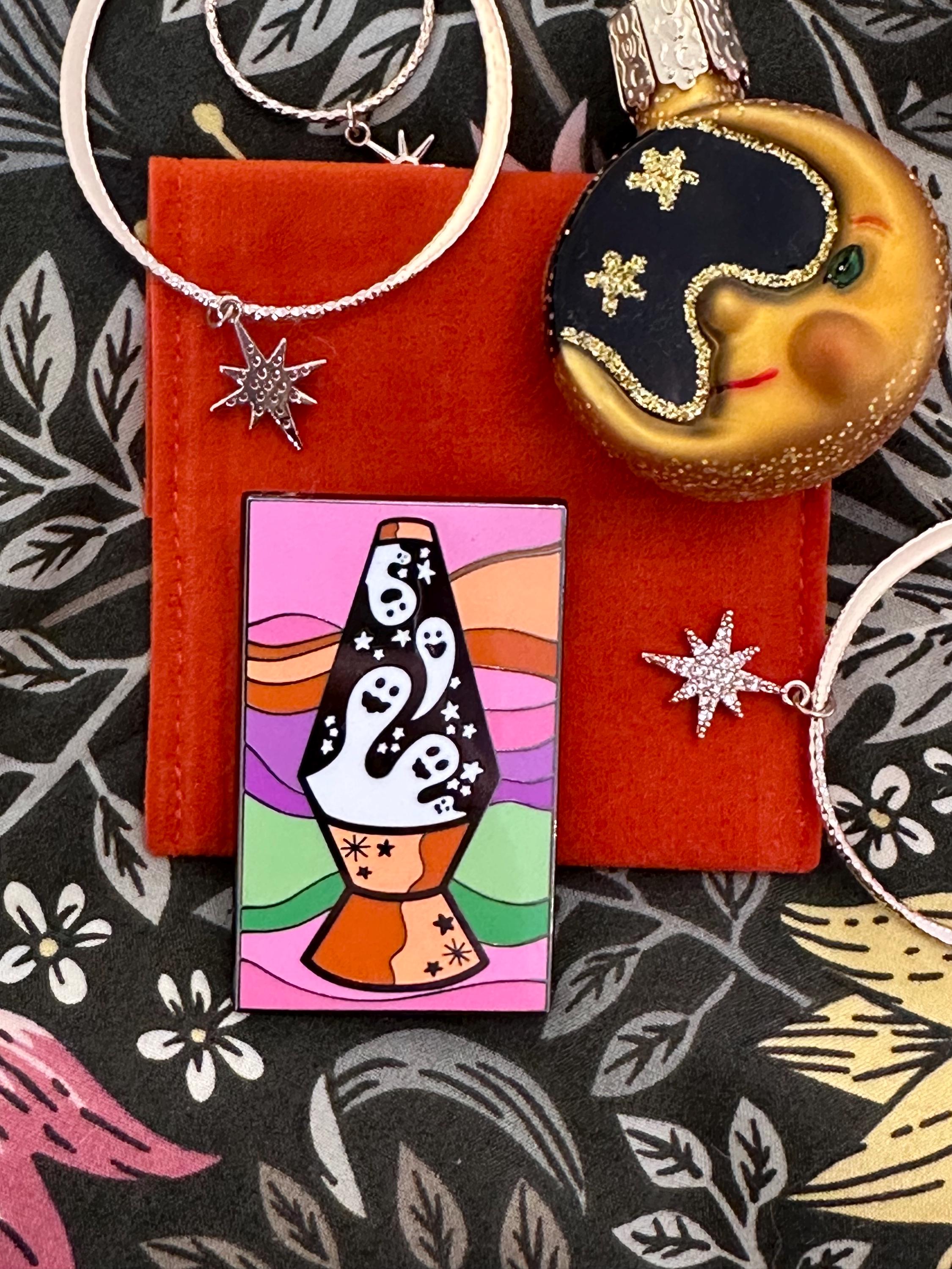 MoonshoesArt Ghost Lava Lamp Enamel Pin Retro Style Pin Ghost Pin Goth Gift Gift for Her October Gift Groovy Lava Lamp Ghost Trendy Pin