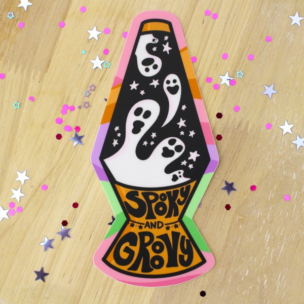 LARGE Spooky and Groovy Lava Lamp Halloween Ghost Sticker | Retro Halloween Sticker | Spooky Sticker | Ghost Gift | Witchy Vibes | Horror