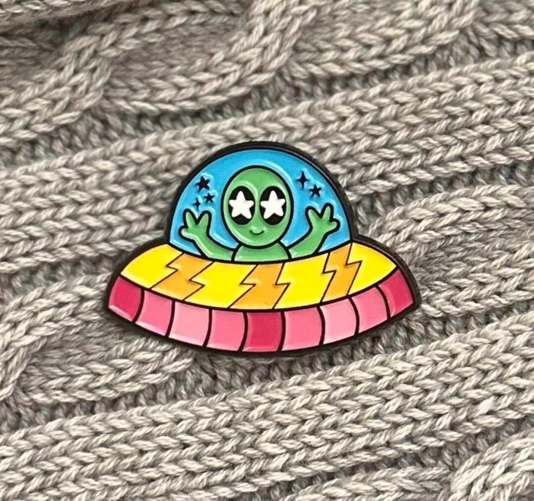 Cute Alien Enamel Pin | Rainbow UFO Sci-fi Lapel Pin - Etsy