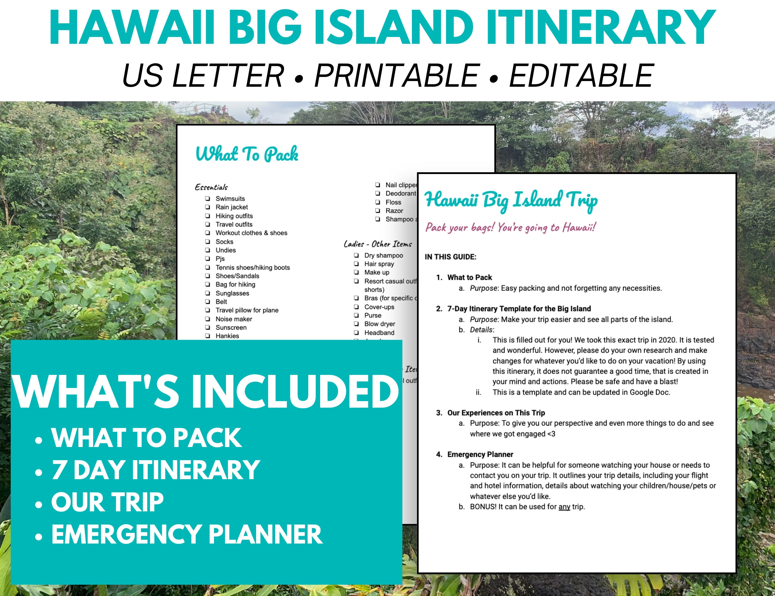 7day Hawaii Big Island Itinerary Travel Planner & Itinerary Etsy