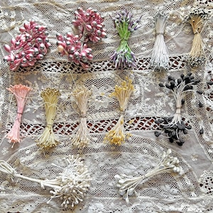 12 Bundles of Vintage Millinery Flower Stamens