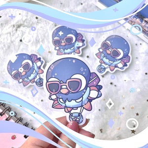 Blue Penguin Summer Hot Airballoon Vinyl Sticker