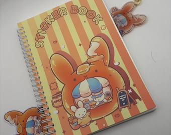 White Bunny Tea Party Large Sticker Book A5