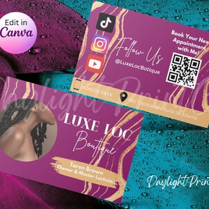 Business Card Template, DIY Business Card, Burgundy and Gold, Hair Stylist Business Card, Makeup Artist, Nail Techs, Lash Techs