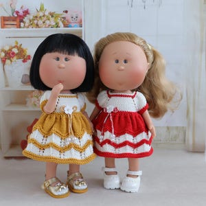 Dress for Mia 30cm/12" Nines dOnil , Mia Doll clothes for Spring and Summer, Nines d'Onil doll knitted dress