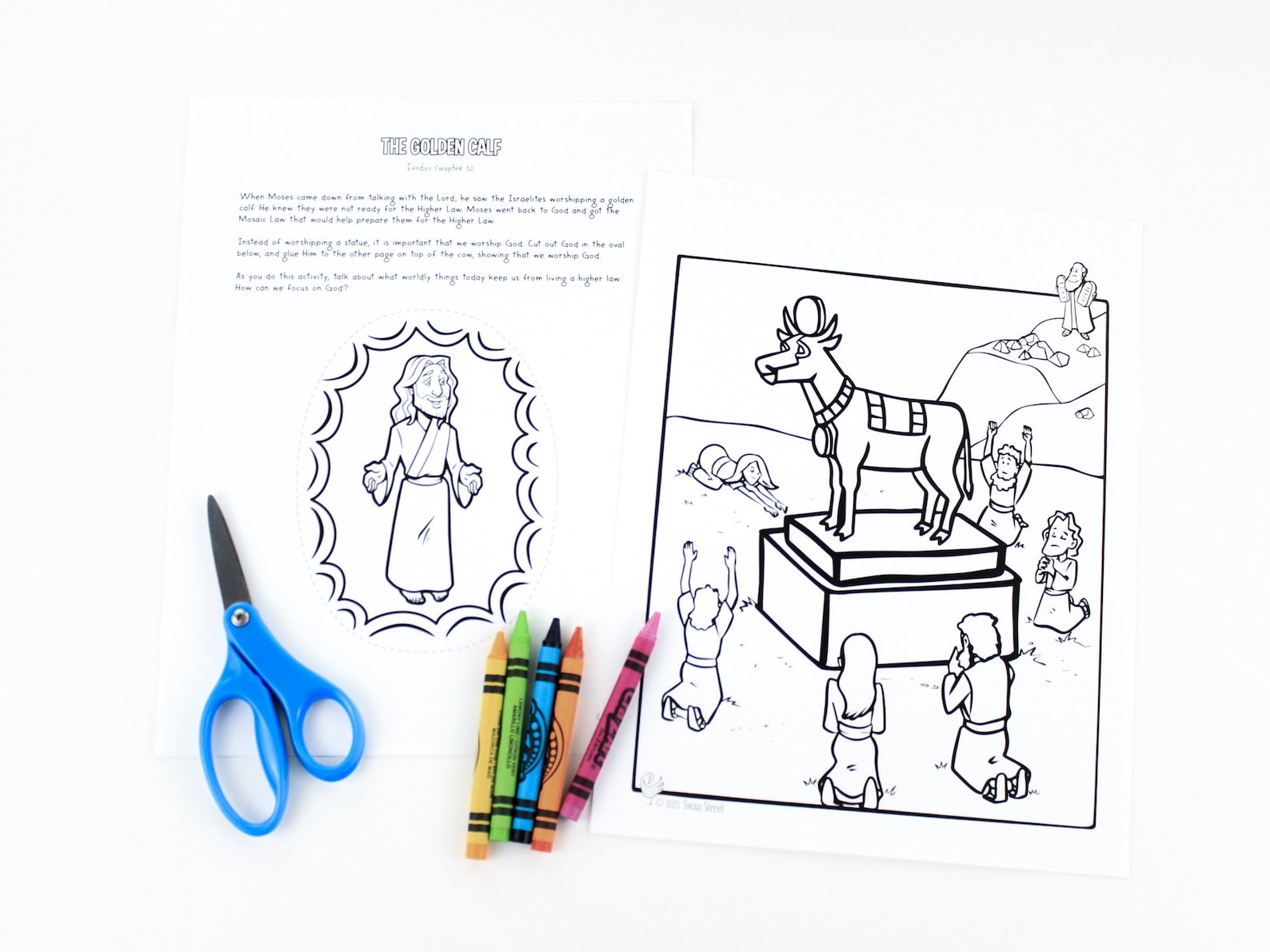 Golden Calf Coloring Pages for Children Digital Downloads Bible