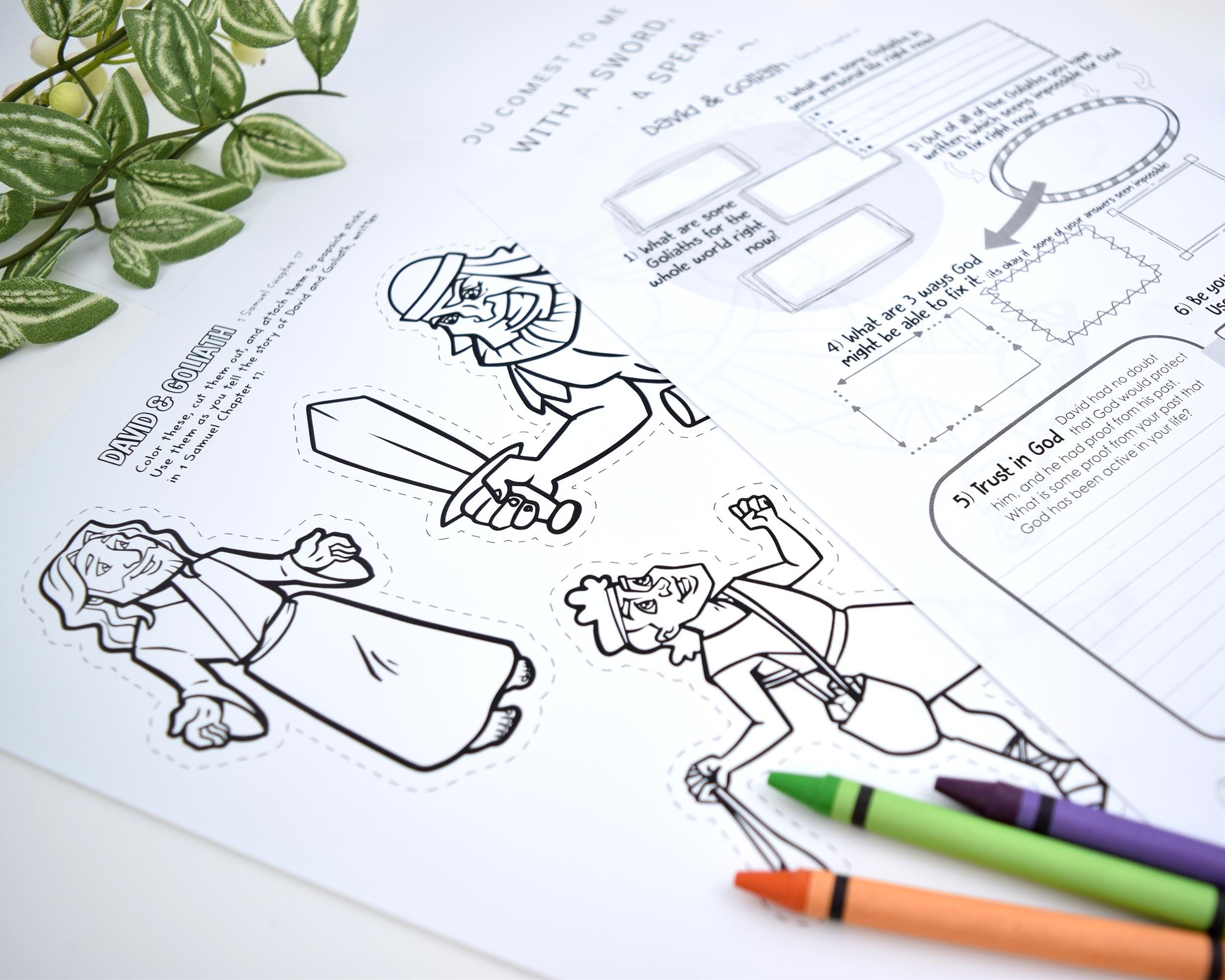 David and Goliath Bible Craft for Kids Printable Sunday School Activity ...
