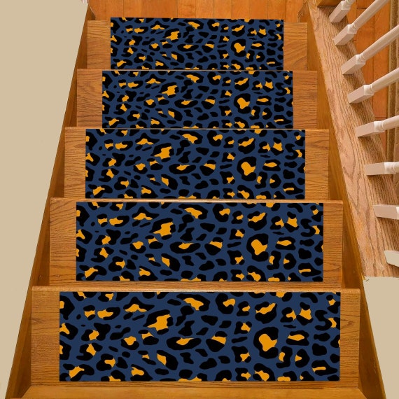 Leopard Stair Tread stair Treadblue Stair Rugnon Etsy