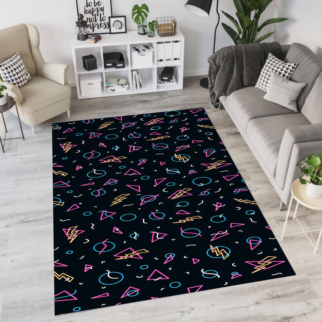 Arcade Ruglightning Rugblack Rugabstract Ruggame Room - Etsy