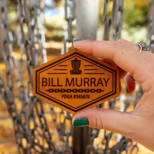 Disc Golf Patches - Custom Real Leather Name & Player Number Patch - Hook-Fastener or Adhesive backing
