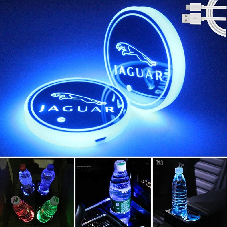 2X Pcs LED Car Cup Holder Lights 7 Colors Changing USB Etsy