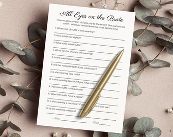 All Eyes on the Bride Bridal Shower Game Printable Fun Minimalist Wedding Shower Game Funny Bridal Shower Game Instant Download Memory Game