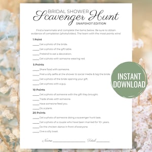 Bridal Shower Scavenger Hunt Snapshot Edition Fun Bridal Shower Game Printable Minimalist Wedding Shower Game Funny Bridal Shower Game