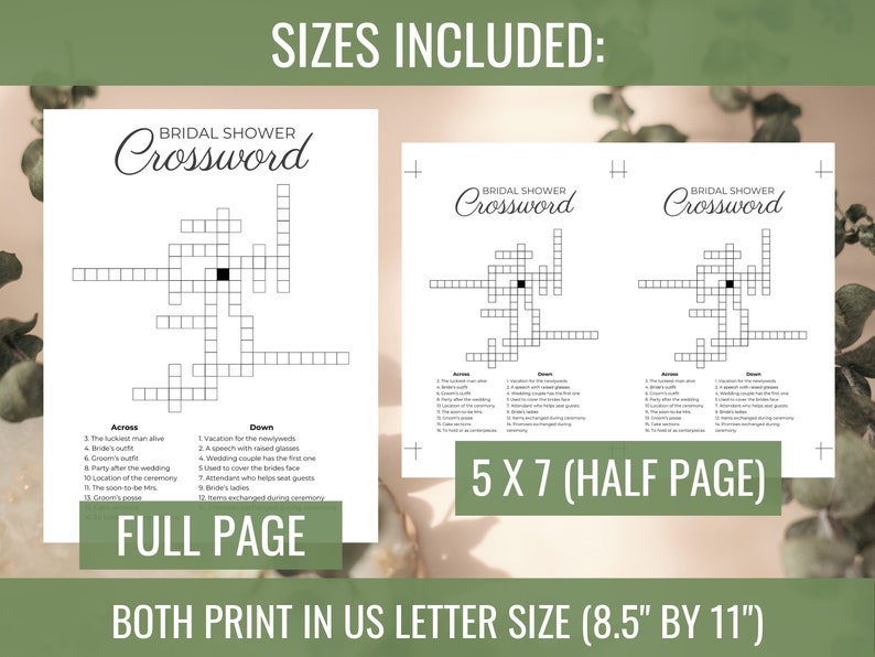 Bridal Shower Crossword Puzzle Wedding Crossword Puzzle Etsy Bridal Shower Crossword Puzzle Wedding Crossword Puzzle Etsy