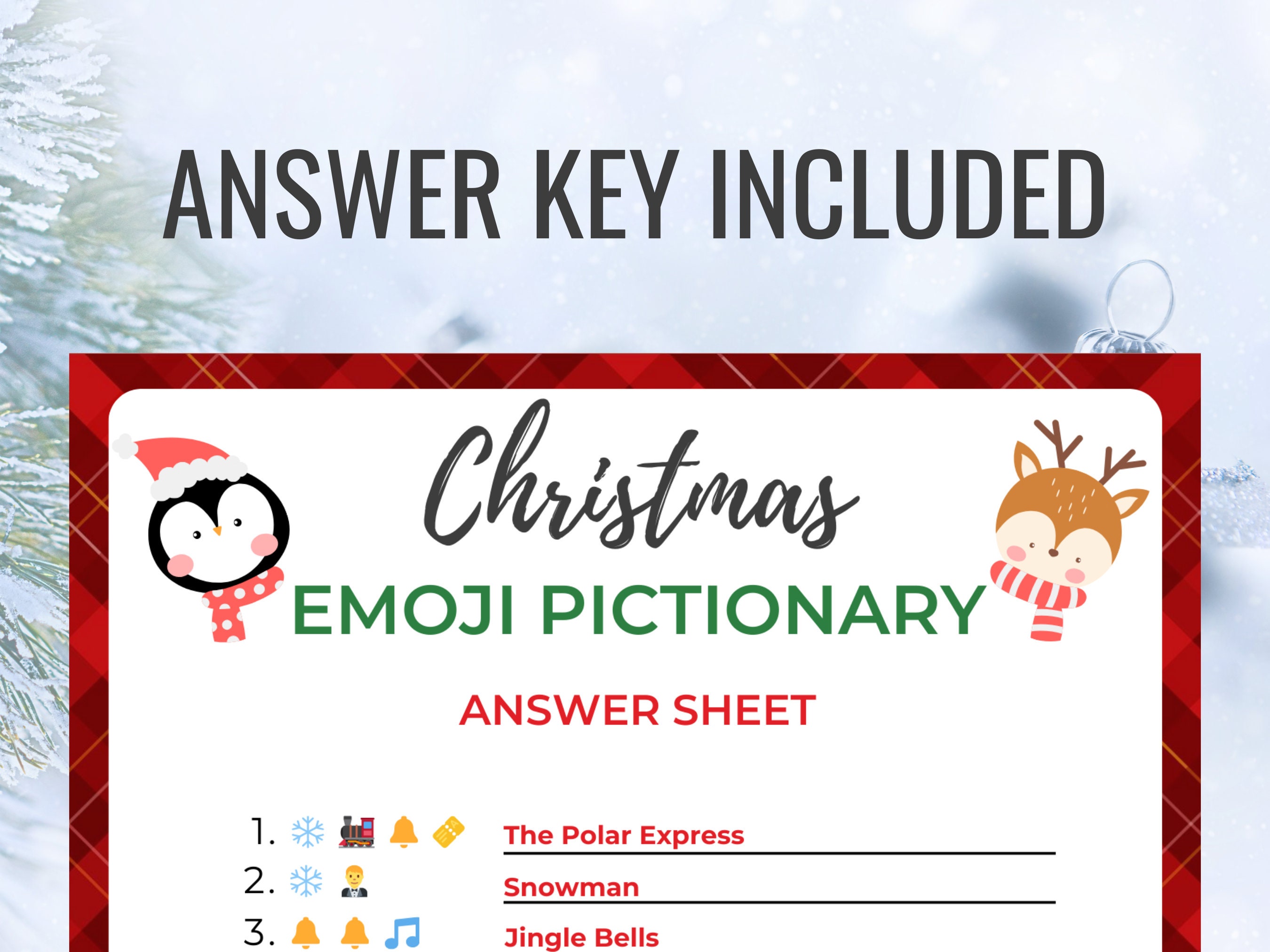 Christmas Emoji Pictionary Game | Printable Holiday Party (digital ...