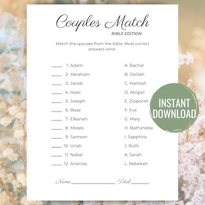 Couples Match Bible Edition Christian Bridal Shower Games Fun Christian ...