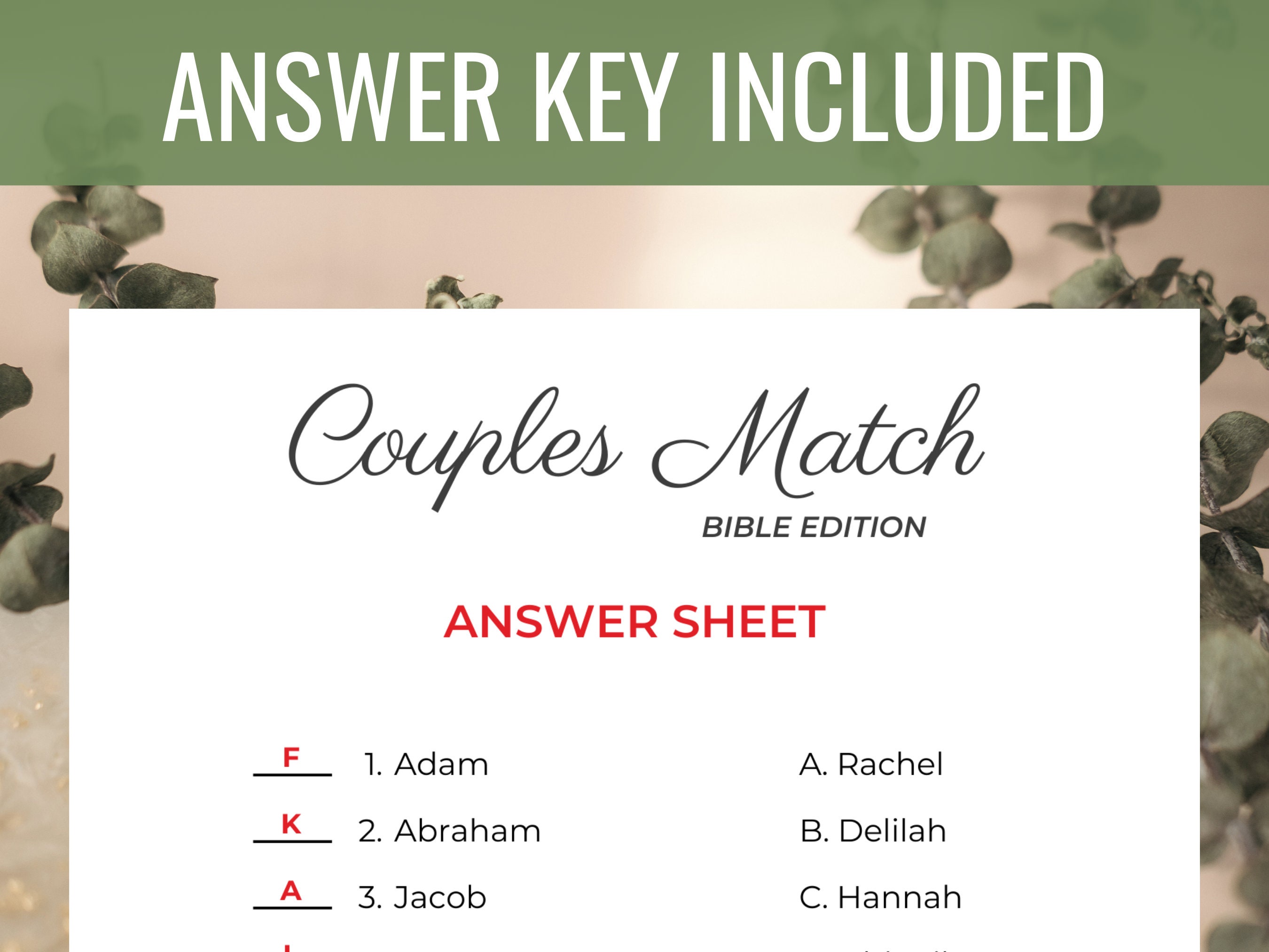 Couples Match Bible Edition Christian Bridal Shower Games Fun Christian