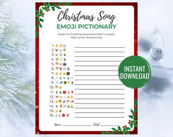 Emoji Christmas Song Game | Printable Holiday Pictionary (Digital Download)