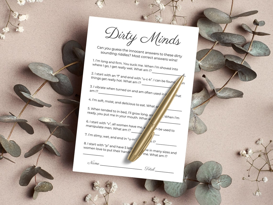 Dirty Minds Fun Bridal Shower Games Dirty Bridal Shower Games Printable
