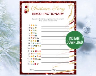 Emoji Christmas Song Game, Holiday Pictionary (Digital Download)