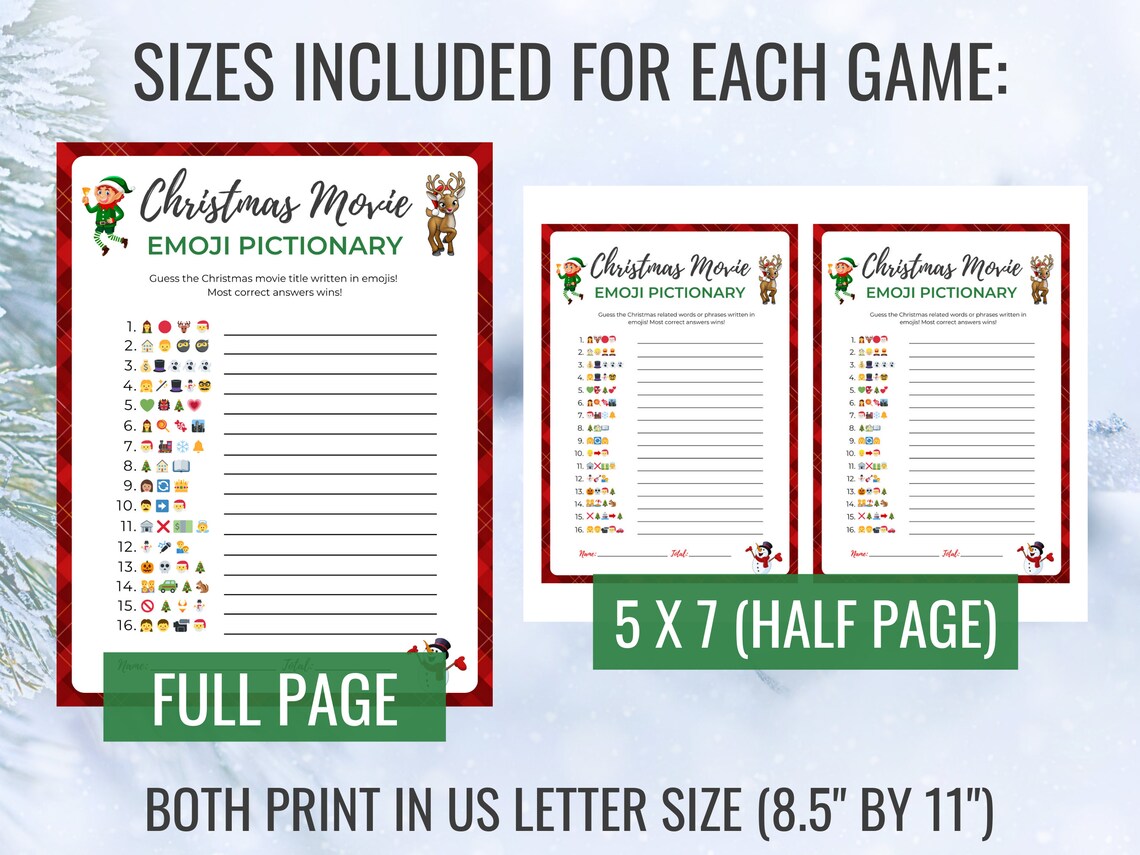 Christmas Emoji Pictionary Game Bundle (printable) - Etsy