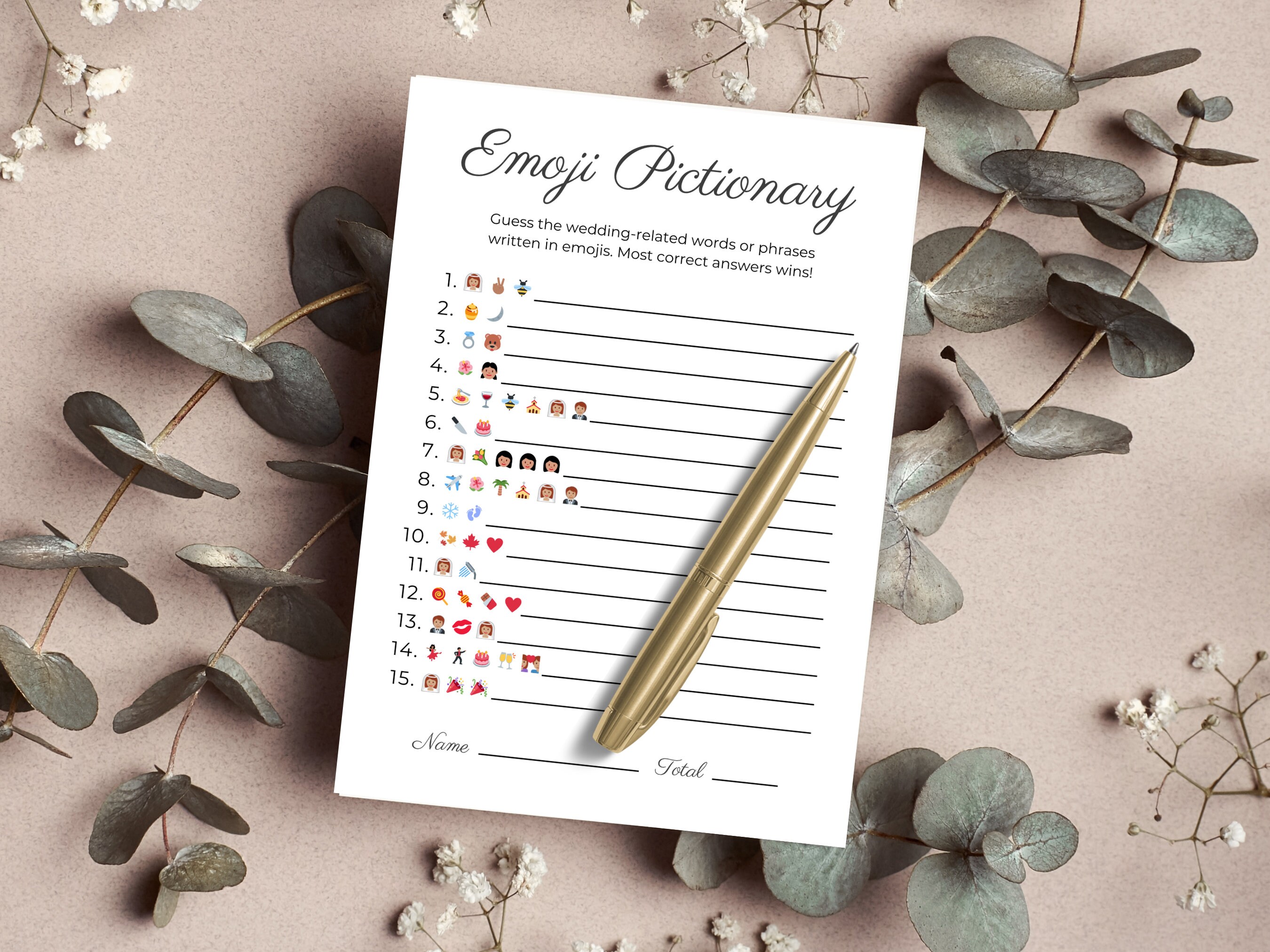 Bridal Emoji Game Emoji Pictionary Game Minimalist Bridal Party Games Bridal emoji game emoji pictionary game minimalist bridal party games