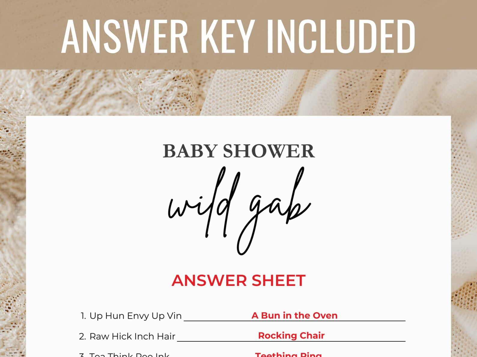 Wild Gab Baby Shower Game Fun &amp; Unique Baby Shower Games Printable ...