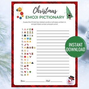Christmas Emoji Game | Christmas Emoji Pictionary | Christmas Emoji Game Printable | Holiday Emoji Game | Christmas Emoji Game with Answers