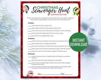 Scavenger Hunt Christmas Game Snapshot Edition | Printable Christmas Game | Christmas Activity | Christmas Party Game | Interactive Game