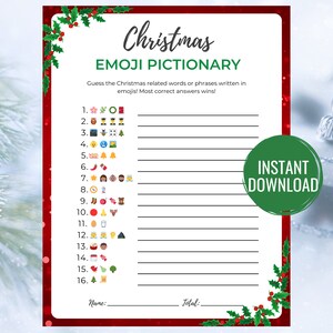 Christmas Emoji Game Christmas Emoji Pictionary Christmas Emoji Game Printable Holiday Emoji Game Christmas Emoji Game with Answers