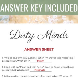 Bridal Shower Riddles Pdf Dirty Minds Bridal Shower Game | Printable Riddles (instant Download ...