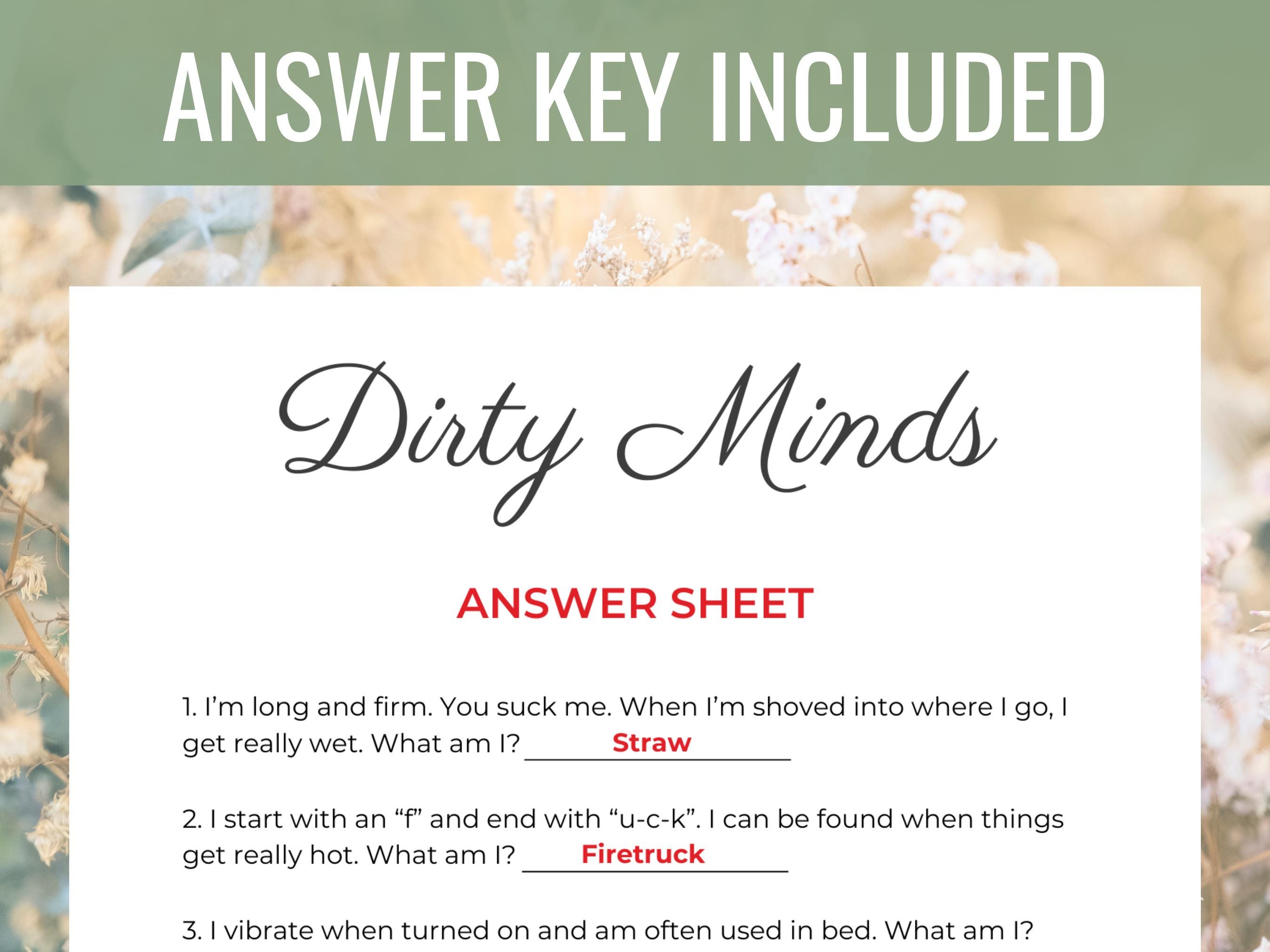Bridal Shower Riddles Pdf Dirty Minds Bridal Shower Game | Printable Riddles (instant Download ...