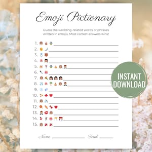 Bridal Emoji Game Emoji Pictionary Game Minimalist Bridal Party Games Printable Wedding Shower Game Fun Bridal Shower Games Instant Download