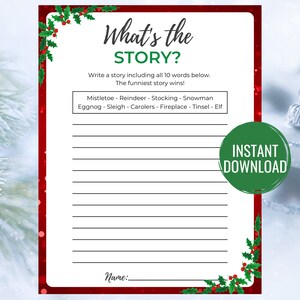 What&#39;s the Story Christmas Game Printable Christmas Game Christmas Activity Christmas Party Game Christmas Game for Adults and Kids