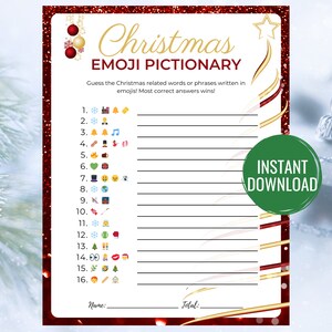 Christmas Emoji Game with Answers | Christmas Emoji Pictionary | Christmas Emoji Game Printable | Holiday Emoji Game | Christmas Party Games