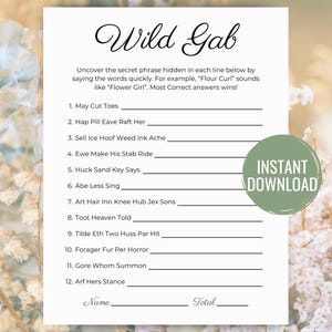 Wild Gab Minimalist Bridal Party Game Funny Bridal Shower Games Printable Wedding Shower Games Bachelorette Party Games Couples Shower Games
