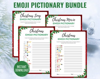 Christmas Emoji Game Bundle 4 Emoji Pictionary Printable Christmas Games Christmas Movie Emoji Game Christmas Song Emoji Game For Kids