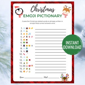 Christmas Emoji Game with Answers | Christmas Emoji Pictionary | Christmas Emoji Game Printable | Holiday Emoji Game | Christmas Party Games